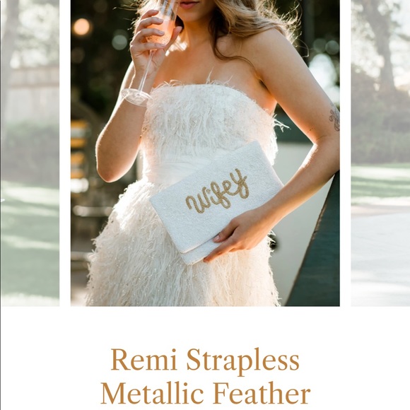 Remi Faux-Feather-Trimmed Strapless Dress - Picture 6 of 9